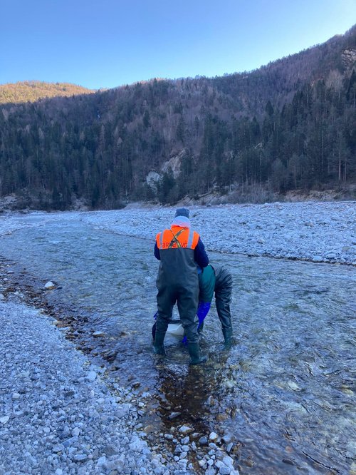 Campionamento invernale sul fiume Tagliamento