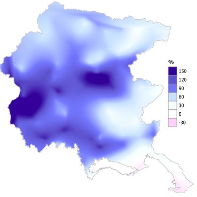 precipitazioni di luglio 2025 in fvg: variazione p...