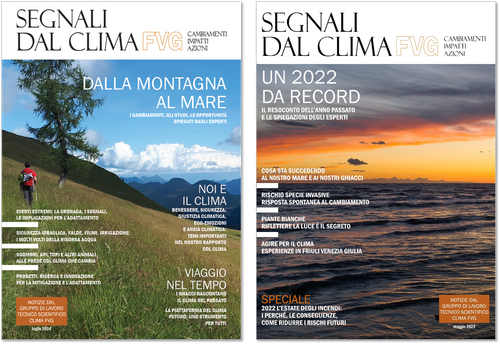 copertine di "Segnali dal Clima in FVG" 2023 e 2024